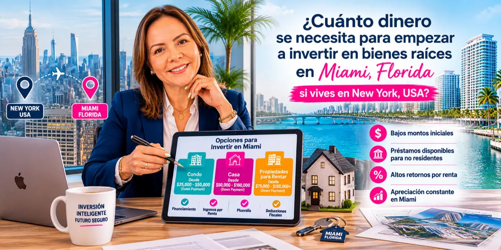 Cuánto dinero se necesita para empezar a invertir en bienes raíces en Miami si vivo en New York USA?